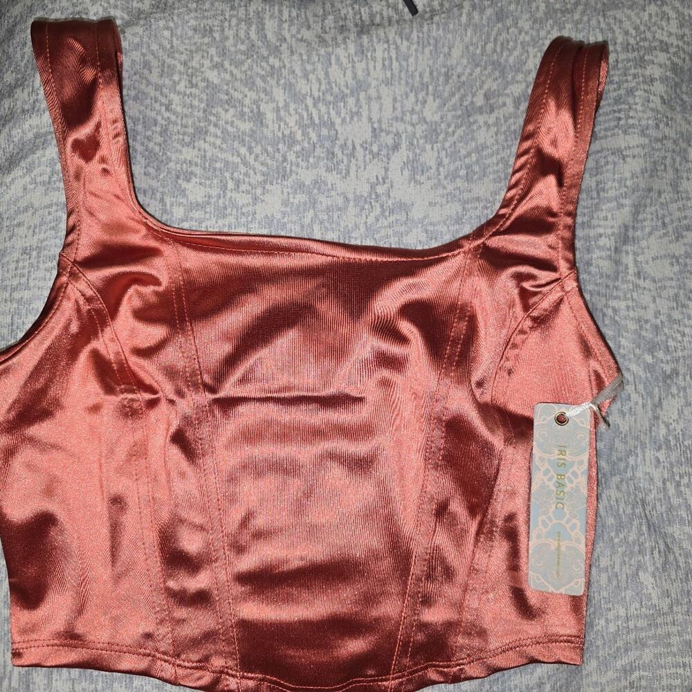 Iris Basic satin-finish crop top corset small NWT